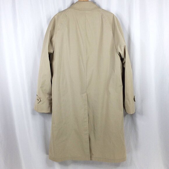 VTG London Fog Maincoats Trench Coat Mens 42R Beige Faux Fur Removable Lining - Picture 2 of 9